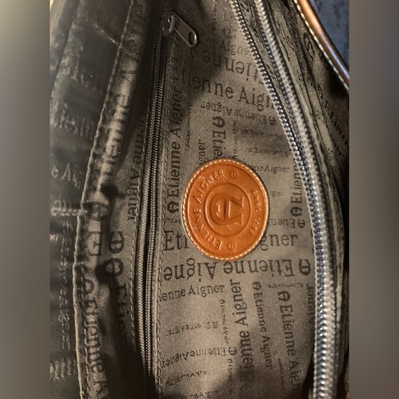 Etienne Aigner Canvas and Leather Tote Bag Striped Design with Adjustable Straps - Picture 16 of 16